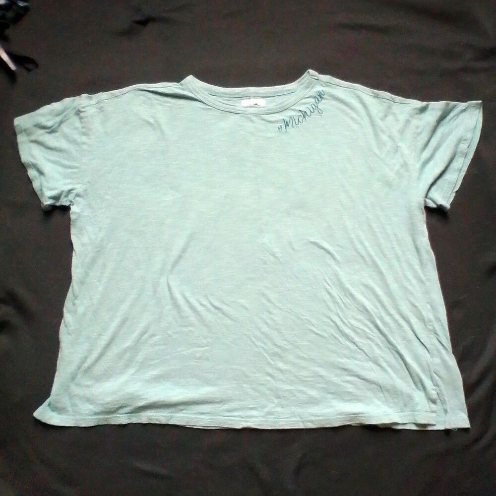 Maurices T-shirt Womens Size 2X Teal Blue Short Sleeve Michigan Graphic Print